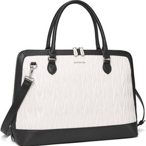Bostanten Women’s Leather Black and White Briefcase